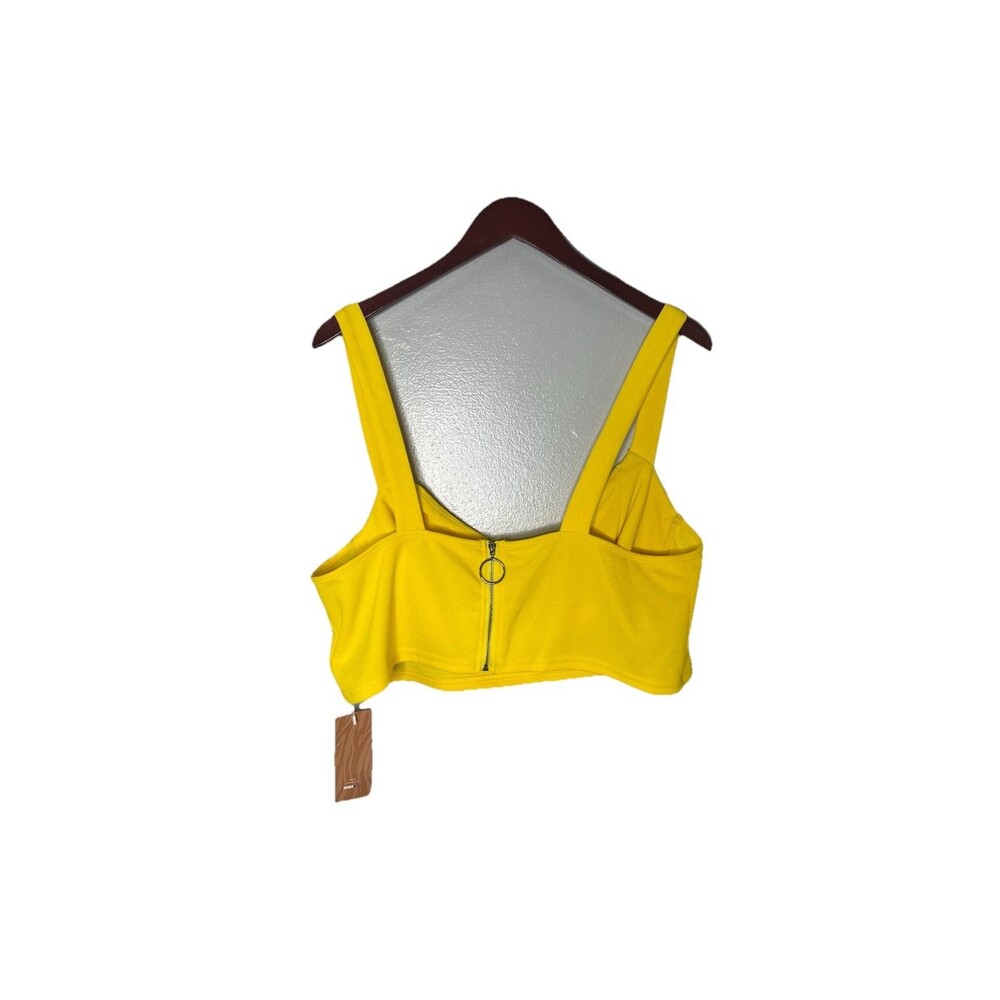Plus Size Crop Top Womens 2X Curvy Yellow Baby Girl Festival Concert Blouse - Picture 2 of 6